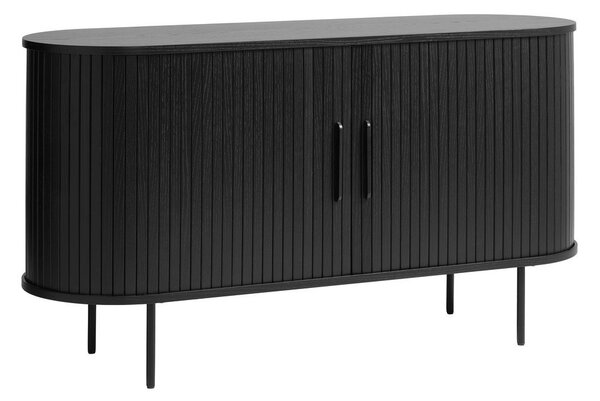 Crna niska komoda u dekoru hrasta s kliznim vratima 140x76 cm Nola – Unique Furniture