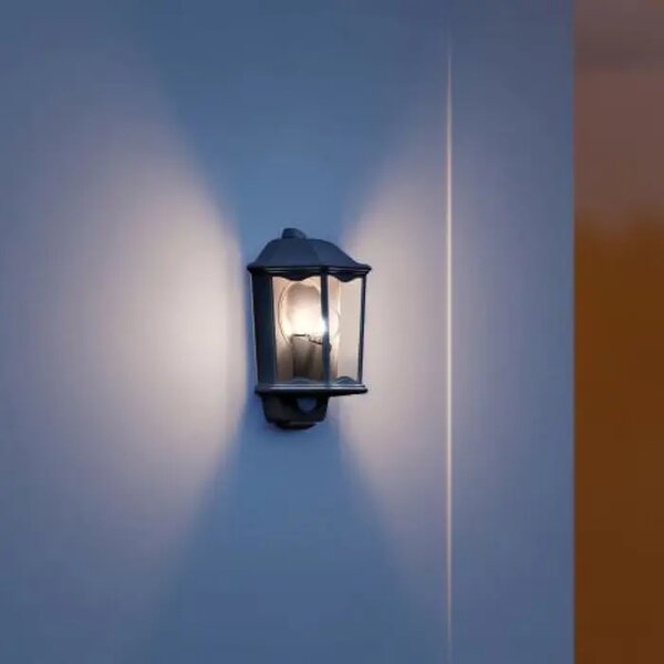 LED VANJSKA ZIDNA SVJETILJKA SA SENZOROM L 190 S CRNA E27 L190 S CRNA