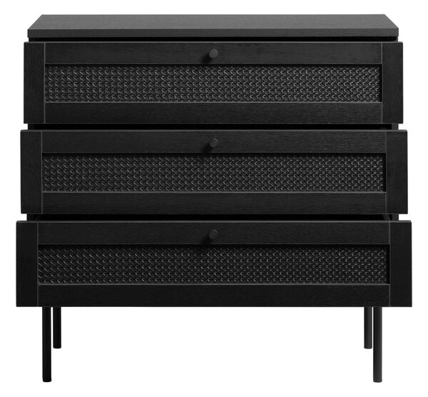 Crna niska komoda u dekoru hrasta 80x75 cm Pensacola - Unique Furniture