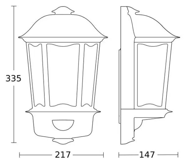 LED VANJSKA ZIDNA SVJETILJKA SA SENZOROM L 190 S BIJELA E27 L190 S BIJELA