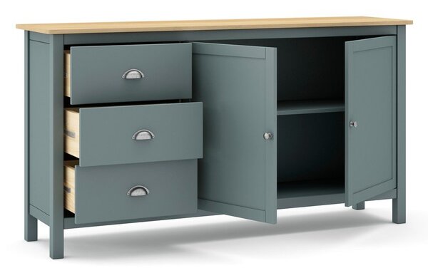 Komoda prljavo zelena od masivnog bora 150x80x40 cm Misti – Marckeric