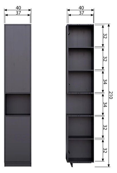 Crna modularna škrinja za pohranu od masivnog bora 40x210 cm Finca – WOOOD