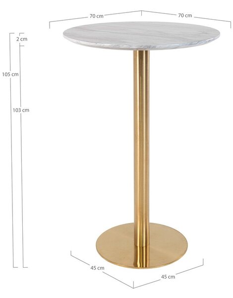 Okrugli barski stol s pločom stola u mramornom dekoru ø 70 cm Bolzano – House Nordic