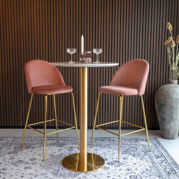 Okrugli barski stol s pločom stola u mramornom dekoru ø 70 cm Bolzano – House Nordic