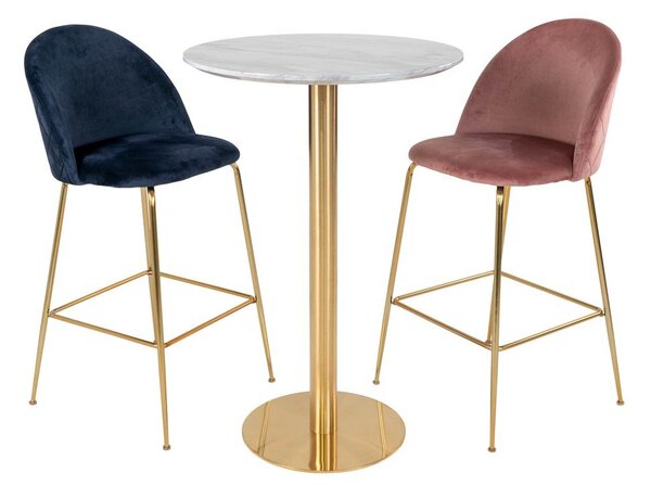 Okrugli barski stol s pločom stola u mramornom dekoru ø 70 cm Bolzano – House Nordic