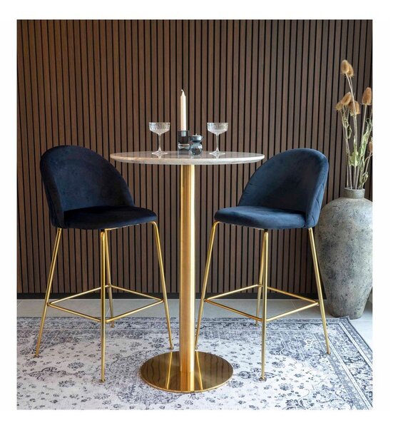 Okrugli barski stol s pločom stola u mramornom dekoru ø 70 cm Bolzano – House Nordic