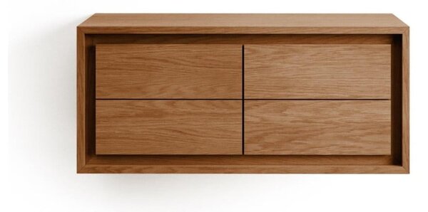 Smeđi zidni ormarić za ispod umivaonika od masivne tikovine 90x40 cm Kenta – Kave Home