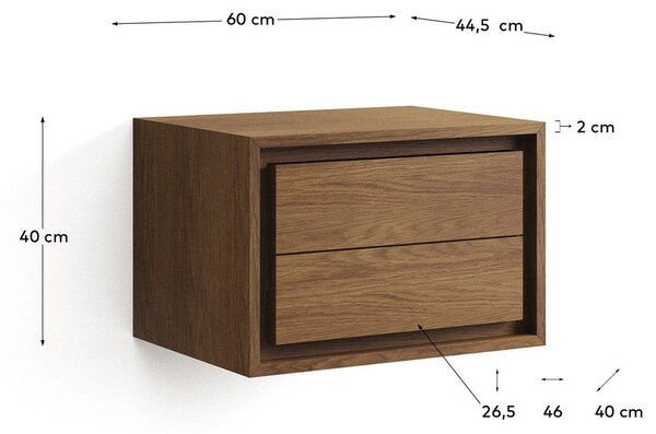 Tamno smeđi zidni ormarić za ispod umivaonika od masivne tikovine 60x40 cm Kenta – Kave Home