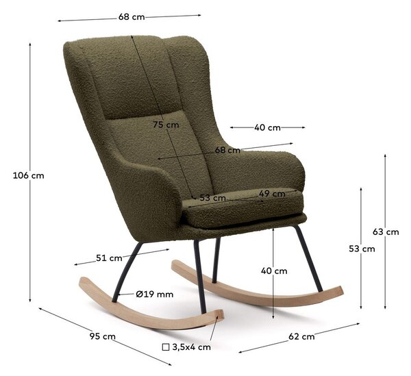 Zelena fotelja za ljuljanje od bouclé tkanine Maustin – Kave Home