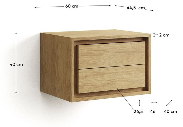 Smeđi zidni ormarić za ispod umivaonika od masivne tikovine 60x40 cm Kenta – Kave Home
