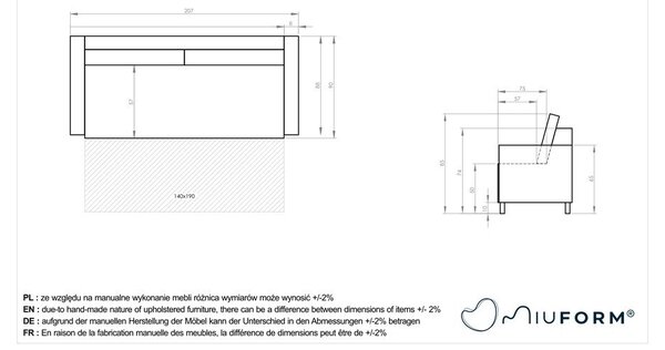 Tirkizna sklopiva sofa 207 cm Simon – Miuform