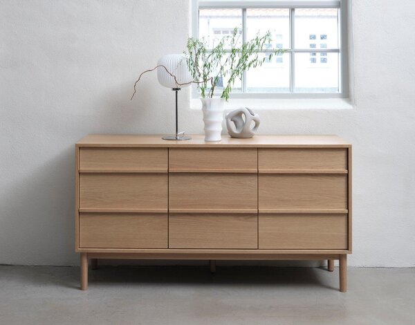 Niska komoda u dekoru hrasta u prirodnoj boji 75x140 cm Ponza – Unique Furniture