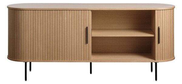 Niska komoda u dekoru hrasta s kliznim vratima u prirodnoj boji 76x180 cm Nola – Unique Furniture