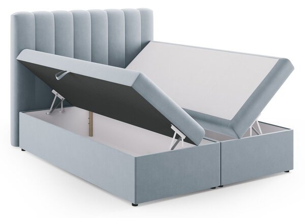 Svijetlo plavi boxspring krevet s prostorom za pohranu 160x200 cm Gina – Milo Casa
