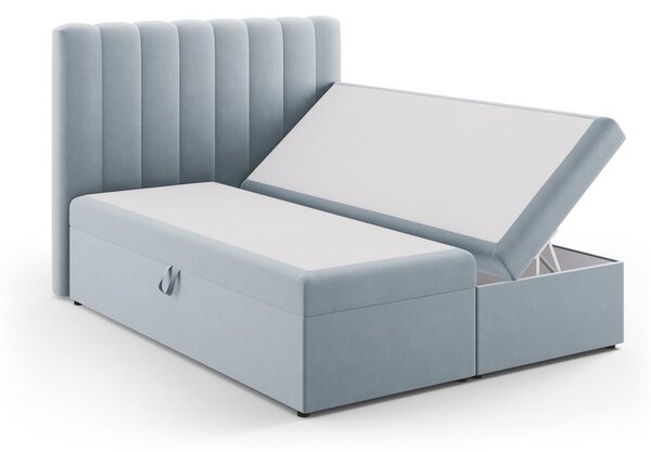 Svijetlo plavi boxspring krevet s prostorom za pohranu 160x200 cm Gina – Milo Casa