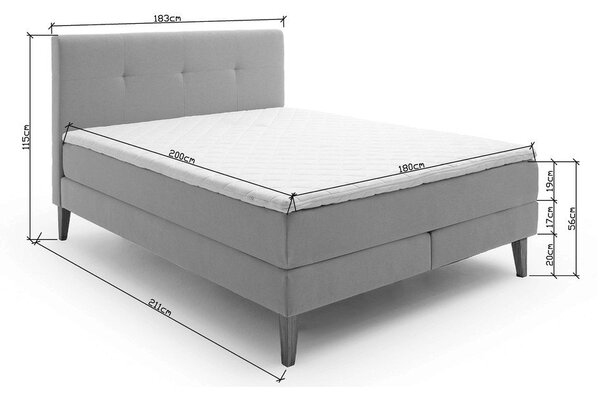 Antracitno sivi boxspring krevet 180x200 cm Stockholm – Meise Möbel