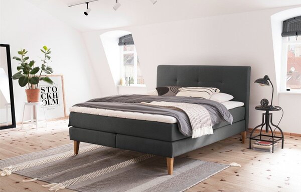 Antracitno sivi boxspring krevet 180x200 cm Stockholm – Meise Möbel