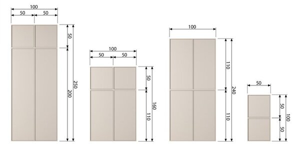 Krem modularni garderobni ormar od masivnog bora 100x50 cm Daily – vtwonen