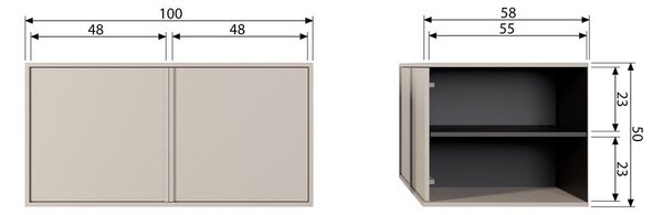 Krem modularni garderobni ormar od masivnog bora 100x50 cm Daily – vtwonen