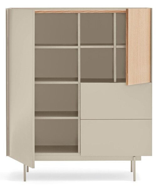Bež/u prirodnoj boji visoka komoda u dekoru hrasta 100x120 cm Otto – Teulat