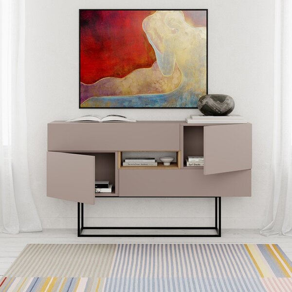 Siva/bež niska komoda 145x82 cm Titan – Marckeric