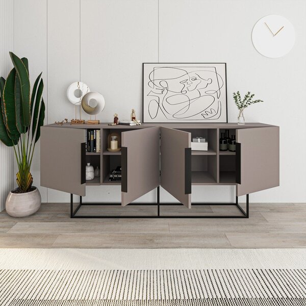 Siva/bež niska komoda 200x80 cm Titan – Marckeric