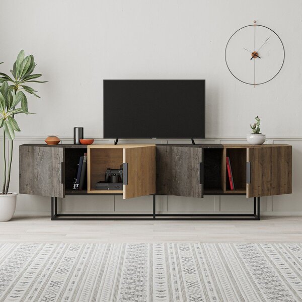 TV komoda u dekoru hrasta u prirodnoj boji 200x55 cm Titan – Marckeric