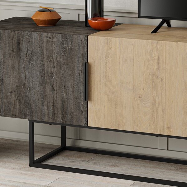 TV komoda u dekoru hrasta u prirodnoj boji 200x55 cm Titan – Marckeric