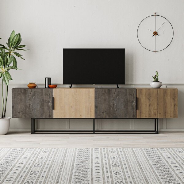 TV komoda u dekoru hrasta u prirodnoj boji 200x55 cm Titan – Marckeric