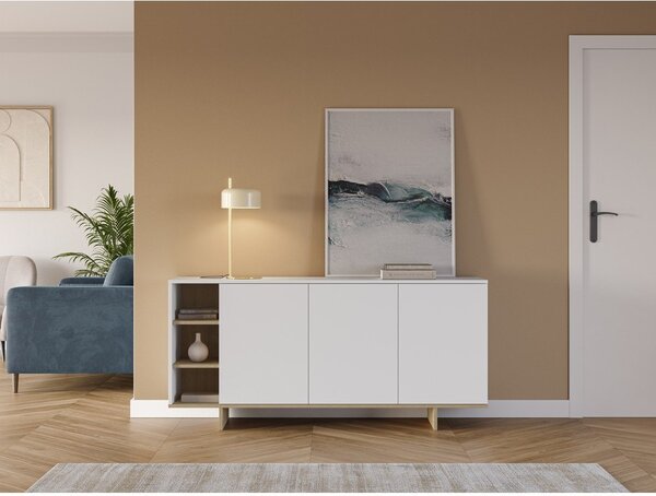 Bijela niska komoda u dekoru hrasta 170x80 cm Cequoia – Marckeric