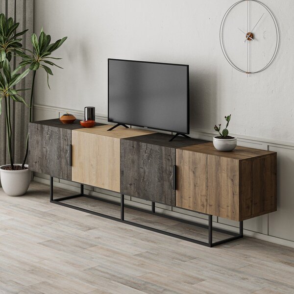 TV komoda u dekoru hrasta u prirodnoj boji 200x55 cm Titan – Marckeric