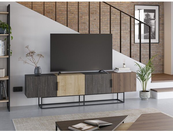 TV komoda u dekoru hrasta u prirodnoj boji 200x55 cm Titan – Marckeric