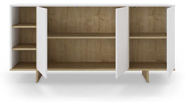 Bijela niska komoda u dekoru hrasta 170x80 cm Cequoia – Marckeric