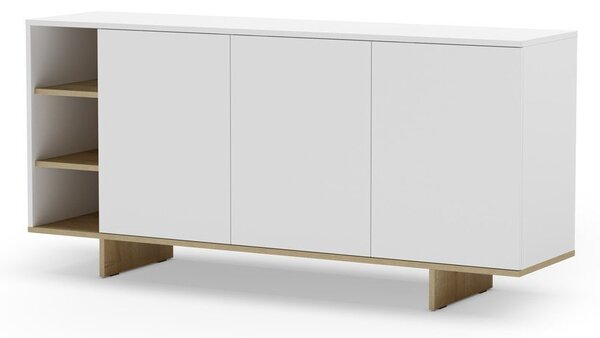 Bijela niska komoda u dekoru hrasta 170x80 cm Cequoia – Marckeric