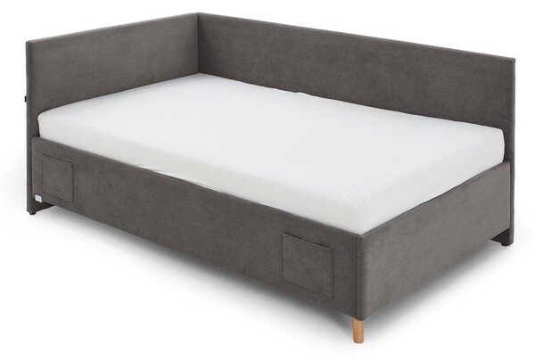 Antracitno sivi podstavljeni kutni dječji krevet s prostorom za odlaganje s podnicom 90x200 cm Cool – Meise Möbel