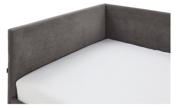 Antracitno sivi podstavljeni kutni dječji krevet s prostorom za odlaganje s podnicom 90x200 cm Cool – Meise Möbel