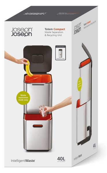 Željezna kanta za smeće za odvojeni otpad u srebrnoj boji 40 l Totem Compact – Joseph Joseph