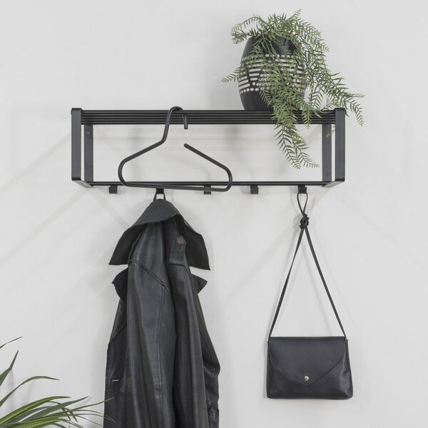 Crna metalna zidna vješalica s policom 70 cm Rex – Spinder Design