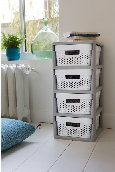 Bijeli/sivi plastični regal na kotačima 29,5x65,5 cm Infinity – Curver