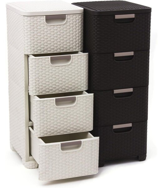 Krem plastični visok kupaonski ormarić 33x79 cm Rattan – Curver