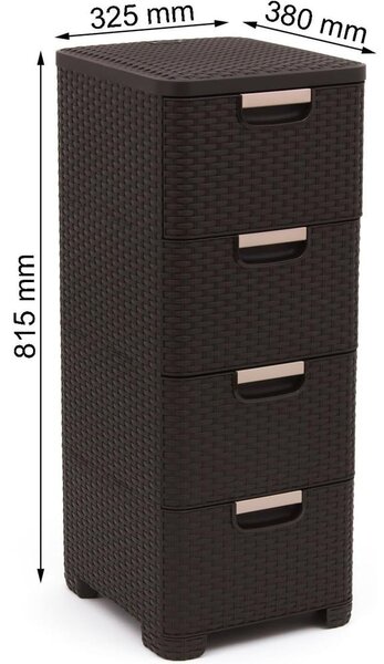 Tamno smeđi plastični visok kupaonski ormarić 33x79 cm Rattan – Curver