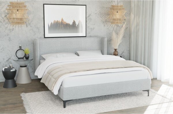 Sivi tapecirani bračni krevet s podnicom 180x200 cm Basti – Ropez