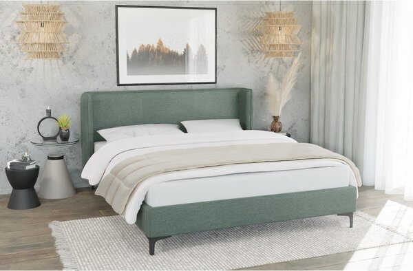 Zeleni tapecirani bračni krevet s podnicom 200x200 cm Basti – Ropez