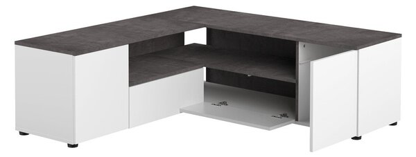Bijela/siva TV komoda u betonskom dekoru 130x46 cm Angle – TemaHome