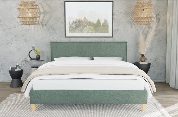 Zeleni tapecirani bračni krevet s podnicom 140x200 cm Tina – Ropez