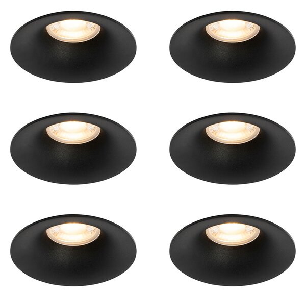Set od 6 crnih ugradbenih reflektora GU10 50 mm - Gijs