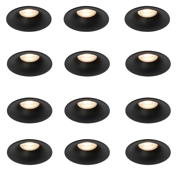 Set od 12 crnih ugradbenih reflektora GU10 50 mm - Gijs