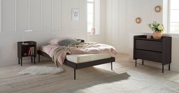 Crna visoka komoda u dekoru hrasta 80x82 cm Wrap – Bonami Selection