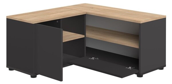 Crna/u prirodnoj boji TV komoda u dekoru hrasta 90x45 cm Angle – TemaHome