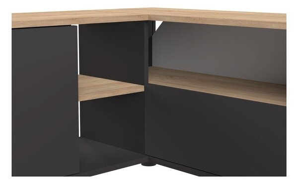 Crna/u prirodnoj boji TV komoda u dekoru hrasta 90x45 cm Angle – TemaHome